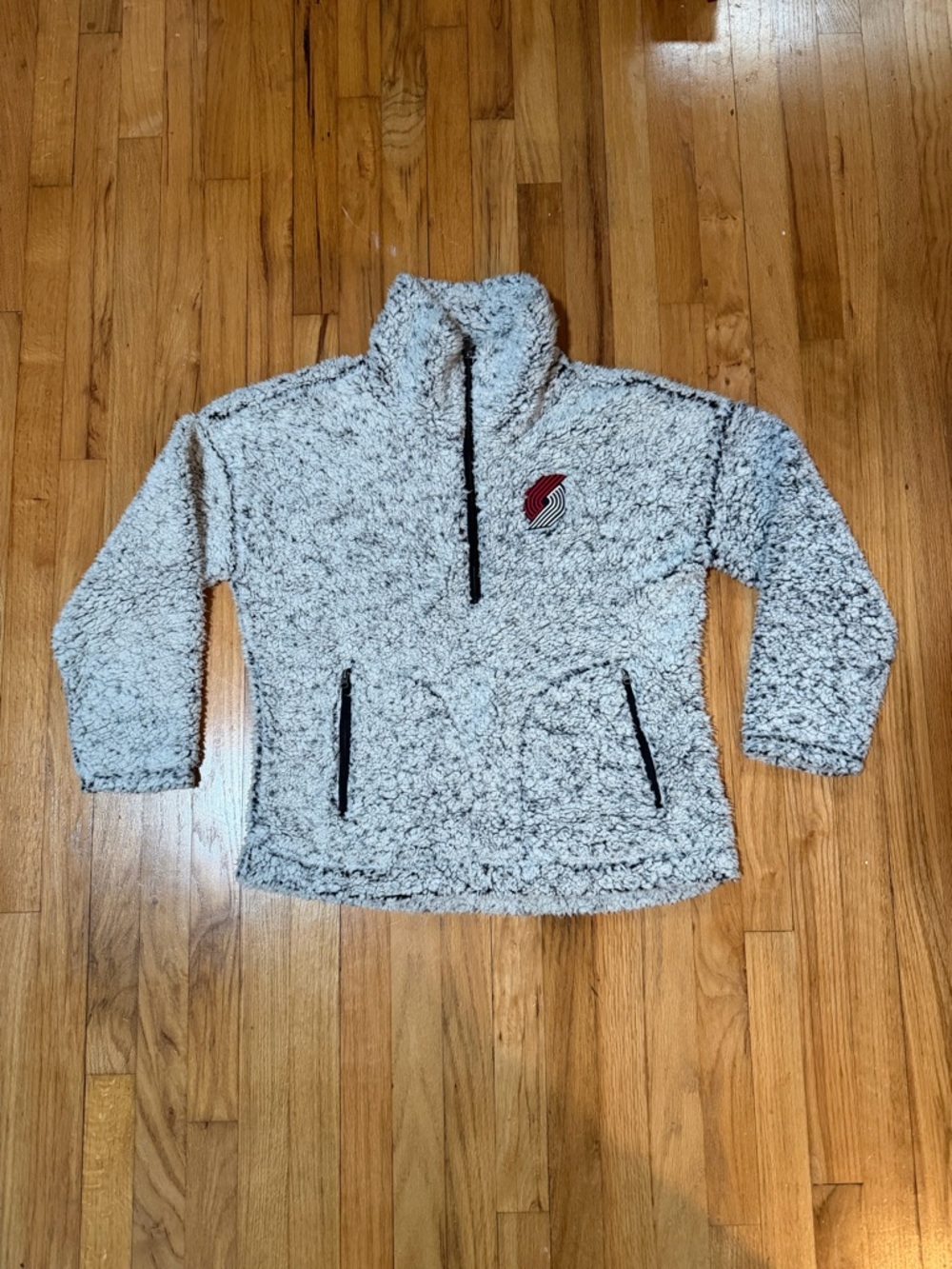 Portland Trail Blazers Cream Plush Sherpa Quarter-Zip Pullover Woman’s
